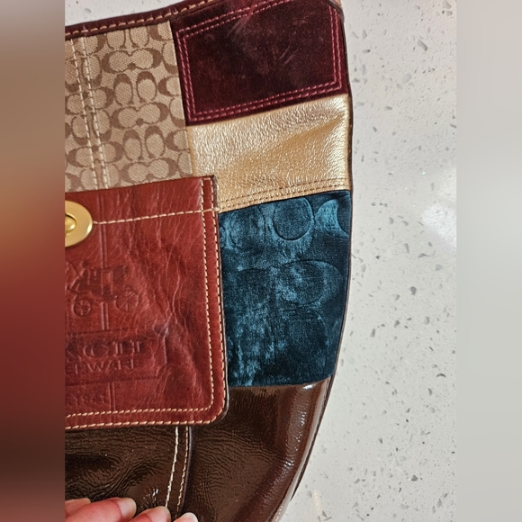 Vintage coach y2k suede leather tote purse patchwork design - Picture 15 of 15